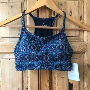 Athleta Women's Size XS Tapestry Chi Navy Blue Gray Sports Bra NWT‎ Padded Gym